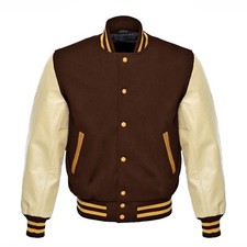Brown Wool Cream Real Leather