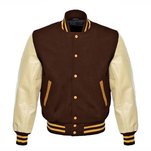 Brown wool cream real leather - cream,