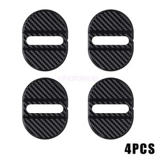 Black Carbon Fiber Plastic Car Door Lock Protective Cover Trim Accessories 4Pcs