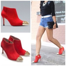 ZARA RED SUEDE ANKLE BOOT