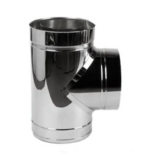 Twin Wall Tee Piece 90 Degree Chimney Insulated Pipe T Splitter Stove Flue Liner