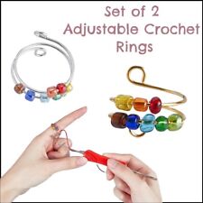 Adjustable Crochet Ring Tension Yarn Ring Guide Knitting Loop Silver Gold 2pcs