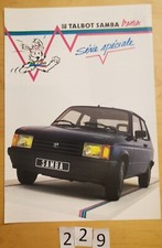 TALBOT SAMBA BAHIA SPECIAL SERIES Prospectus F 4 pages 1985 Advertising