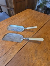 Two Antique Silver Plate Crumb Trays c1890