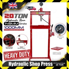 20 TON HYDRAULIC WORKSHOP PRESS / SHOP PRESS WITH GAUGE / FLOOR MOUNTED UNIT