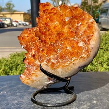 7.34LB Natural high-quality citrine quartz crystal love decoration+bracket