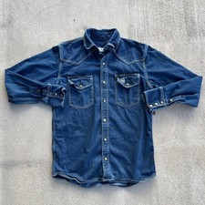 Western Welder Denim Snap Button Up Shirt Mens Size Medium