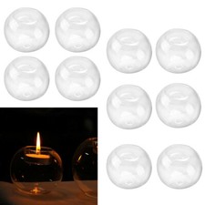 10x Round Ball Shape Glass Bauble Tea Light Candle Holder Clear Candlestick Wed