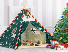 150CM Xmas Canvas Kids Teepee Star Wood Indian Tent Child In/Outdoor Play House