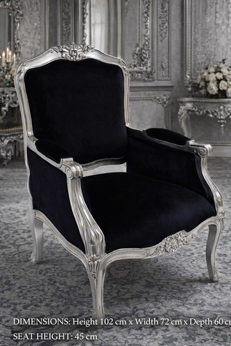 Ornate arm chair silver - chair,