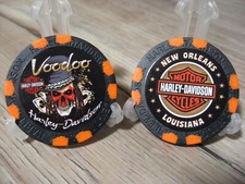 Voodoo Harley Davidson Emblem Poker Chip - New Orleans, LA - Black & Orange