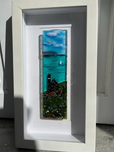 Framed fused glass coastal - glass,
