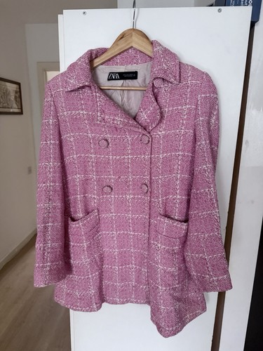 Zara pink tweed short coat - pink,