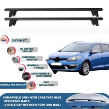Roof Bars Cross Bars for Renault Megane Estate 2008-2016 Lockable 2X Black