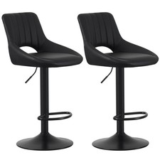 Set of 2 Height Adjustable Swivel Bar Stools w/Faux Leather Seat - Stacey