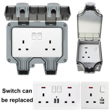 Waterproof Double Pole Switched Socket Box Outdoor Electrical External Safe Plug