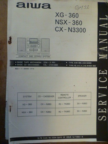 Aiwa 360 nsx - xg-360, nsx-360