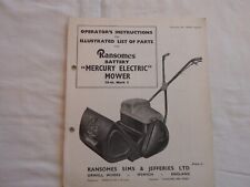 Ransomes vintage  mower  Battery Mercury 16 in Mk. 3 instructions and parts