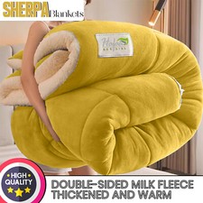 Reversible Sherpa fleece blanket Fluffy Sofa Bed throws Winter Blankets UK Sizes