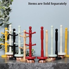 New Wooden 6 Cup Mug Tree Stand Rack & Kitchen Roll Holder Paper Towel Dispenser