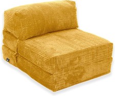 Single Fold-Out Futon Chair Bed | Lightweight Corduroy Mattress, Portable