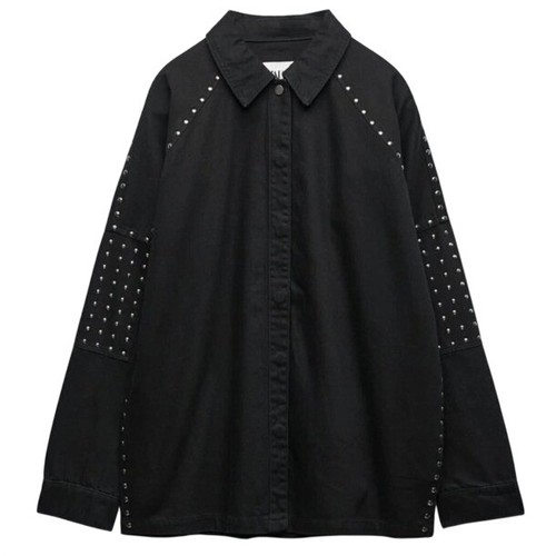 Zara studded denim shirt - zara,