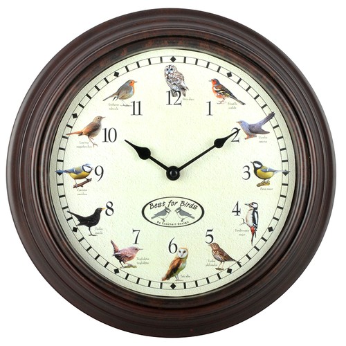 Bird song wall clock 30cm - clock, 12