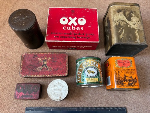 Vintage empty tins oxo - empty, jacobs