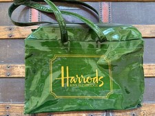 Vintage Harrods Department Store Shopping Tote Bag 10 X 14” Oil Cloth