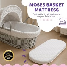 Moses Pram Basket Mattress Extra Thick Soft Comfy & Cushy Oval Shape Mattress