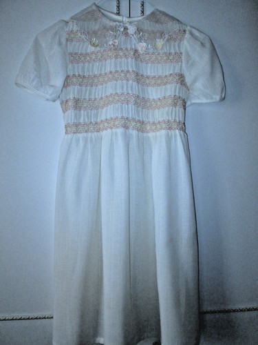 Girls cream smocked - cream,
