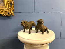 Bronze Sculpture English Bulldog and Dog Pug Sitting After Franz Bergman