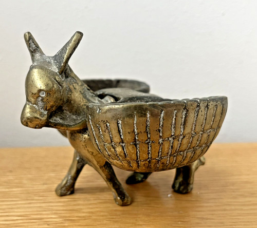 Brass donkey with saddle - donkey,