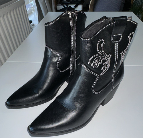 Old navy black leather western - leather,