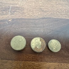 3 Antique Brass Coin Weights