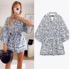 Zara Linen Blend Blue Ecru