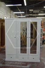 HANDMADE AYLESBURY TRIPLE 3 DRAWER SHELVED WARDROBE IN WHITE (NOT FLATPACKED)