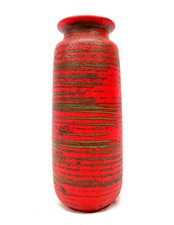 Vintage West German Scheurich Pottery Vase Red And Green Retro 1970's