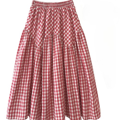 Women plaid midi skirt - midi, elasitc