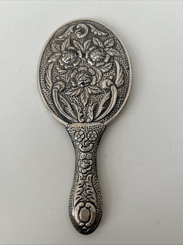Silver hand mirror art - silver,
