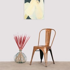 TOLIX INSPIRED METAL DINING CHAIR COPPER BRONZE INDUSTRIAL GARDEN CAFE STACKABLE