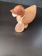 DCUK (official) the Duck Company. Small Wooden Duck, Light Wood. KATE Name Tag.
