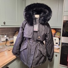 Puffer  Coat Black Parka Faux