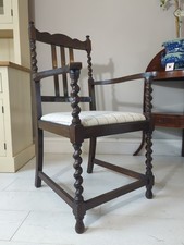 Barley Twist Armchair Elbow Chair Newly  Upholstered Seat Checked FREE POSTAGE