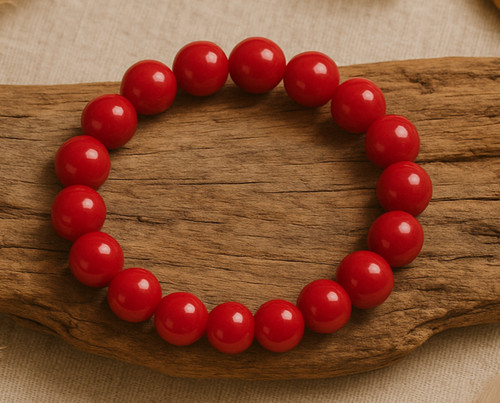 10mm red jade glossy bead - 10mm,