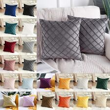 Cushion Cover 16" 18" 20" 22" 24" Velvet Checked Pillow Case Home Sofa Decor UK