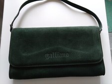 John Galliano Green Suede Shoulder Bag