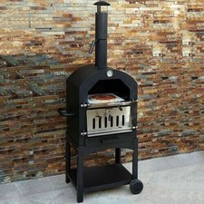 Outdoor Pizza Oven Garden Chimney Charcoal BBQ Smoker 2-Tier Large Freestanding