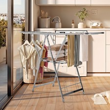 Stainless Steel Folding Winged Clothes Horse Airer Drying Space Laundry Dry Rack