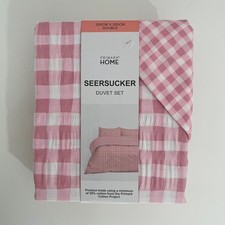 Primark double duvet set Seersucker Pink Gingham 200x200cm